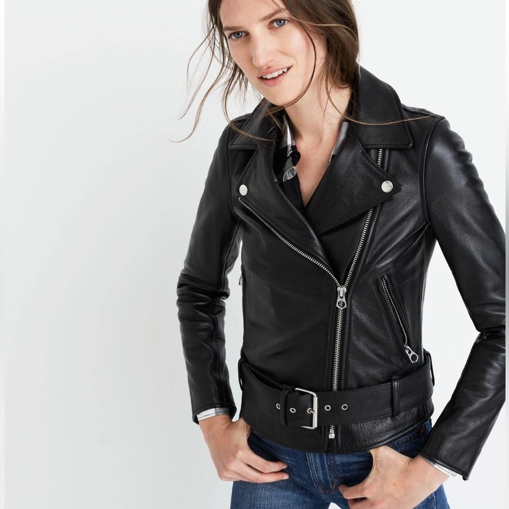 Madewell The Ultimate Leather Motorcycle Jacket True Black Size XS‎ K1086 Baddie